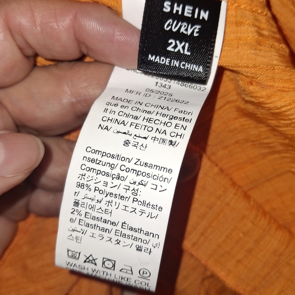 SHEIN Bright Orange V-Neck Blouse- W Sz 16/2XL - Picture 4 of 4